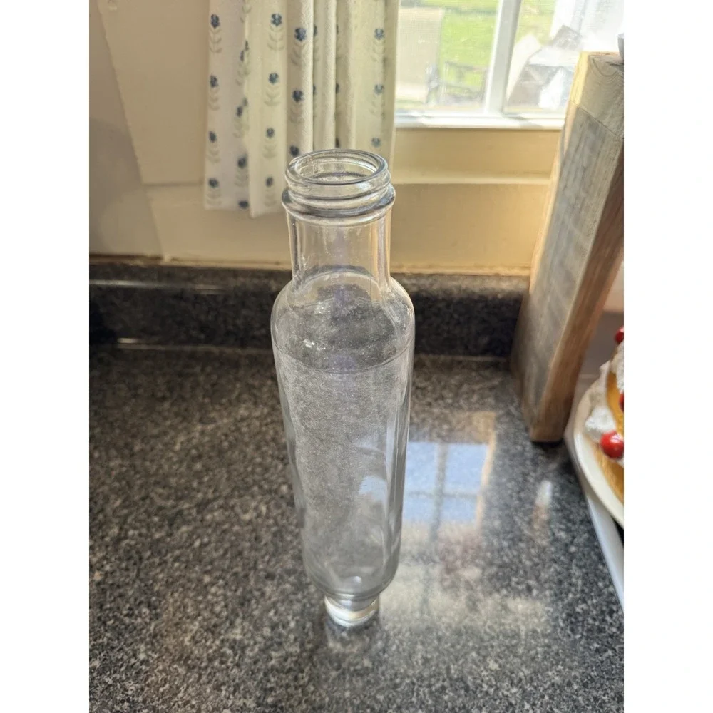 Vintage Clear Glass Rolling Pin No Cap Baking Kitchen Pastry Farmhouse 14